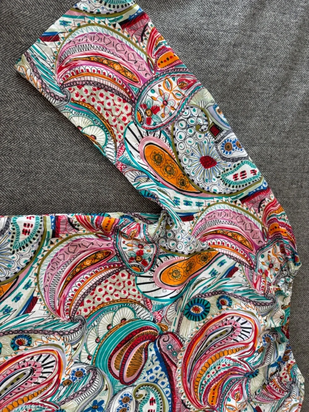 JCREW, COLORFUL AND DARLING BEACH COVERUP WITH RED TIE AT NECKLINE